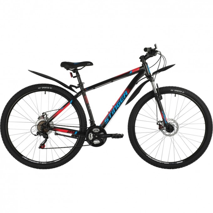 Горный велосипед STINGER CAIMAN D 29" черный с рамой 18" 29SHD.CAIMAND.18BK1